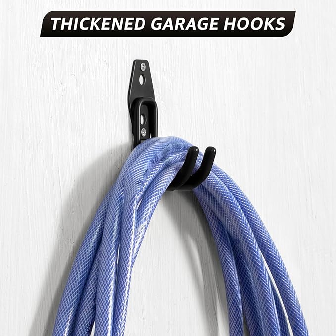 20 Pack Garage Hooks, Heavy Duty Steel Wall Mount Utility Hangers with Anti-Slip Coating for Hanging Bikes, Ladders, Power Tools, and Garden Equipment