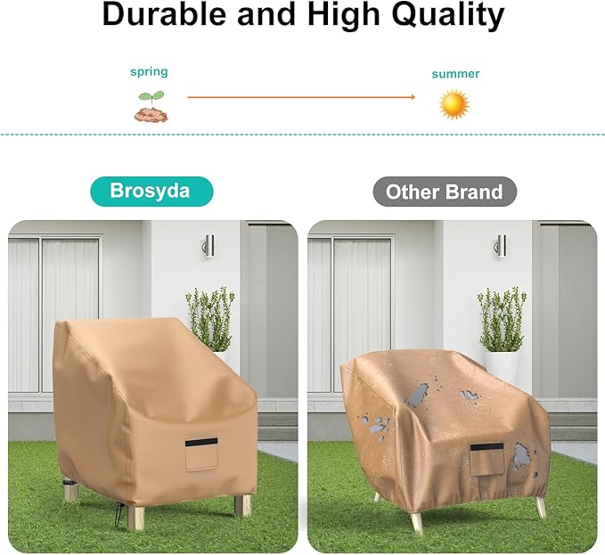 Patio Chair Covers for Outdoor Furniture Waterproof 2 Pack, Lawn Chair Covers 600D Heavy Duty Oxford Cloth, Large Covers for Lounge Lawn Deep Seat 29" W x 30" D x 36" H-Brown