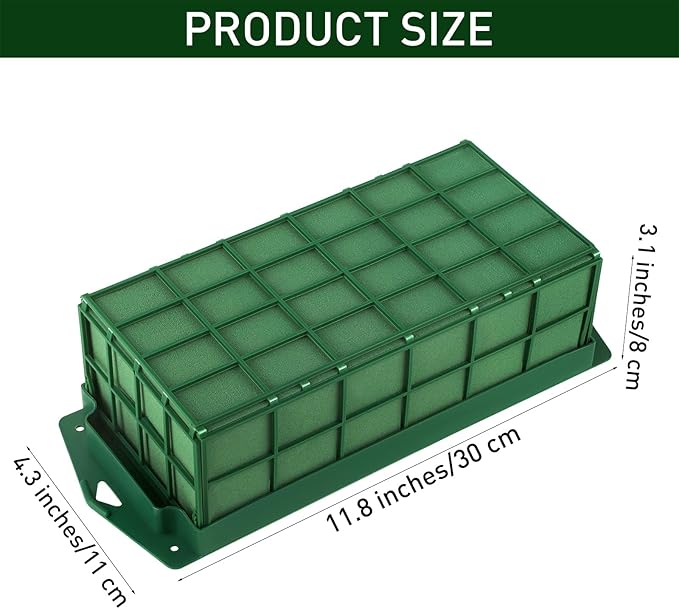 Hahood 12 Packs Floral Foam Cage Rectangle Flower Cage Holders with Floral Foam Flower Arrangement Supplies for Fresh Flowers, Home Wedding Decorations, 11.8 x 4.3 x 3.1 Inches