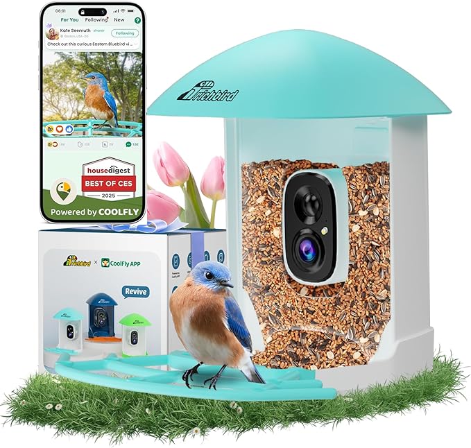 Bird Feeder with Camera, Smart Bird House with Cam for Outside, 2K HD Auto Record Video, AI Identification & Instant Alerts, Solar Powered, Bird Watching Gifts for Family and Birdlovers