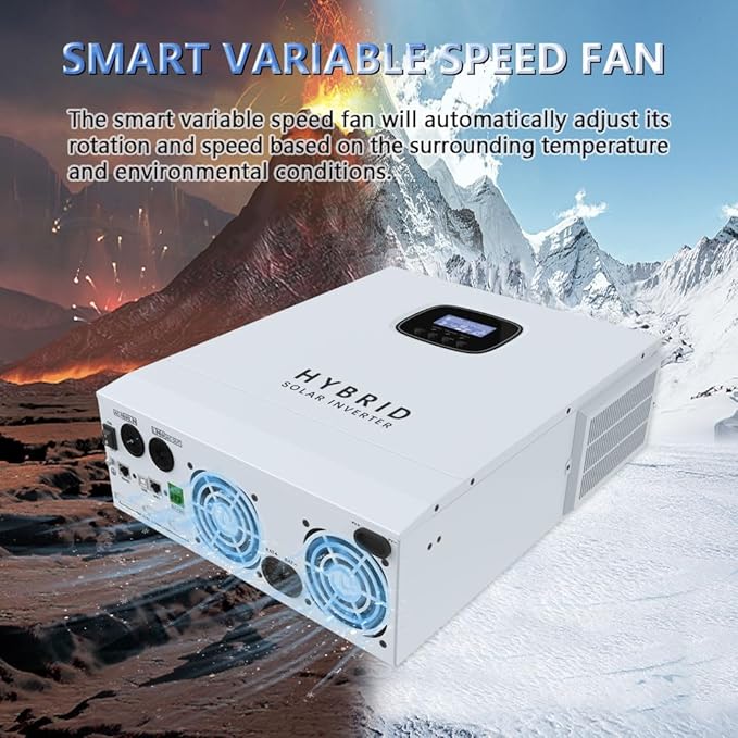 Y&H 5000W Hybrid Solar Inverter AC 120V to DC 48V, UL1741, Battery-Free Operation Supported, with 80A MPPT Charging 6000W PV Input, 11kW Peak, Lithium/Lead-Acid Compatible, for Home, RV, Off-Grid Use