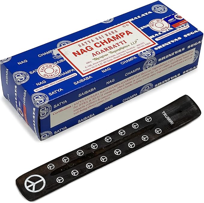 TRUMIRI Incense Stick Holder Bundle with Satya Sai Baba Nagchampa 250g Bulk Incense Sticks Nag Champa Agarbatti - Pack of 1 (Approx 250 Insence-Sticks)