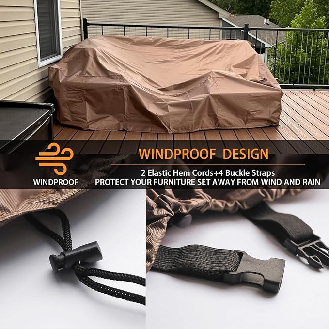 Patio Furniture Cover Waterproof Outdoor Furniture Covers Heavy Duty Outdoor Sectional Sofa Set Cover Dining Table and Chairs Set Covers Water Resistant Large 110" L x 83" W x 28" H