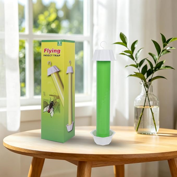 Fly Stick Sticky Fly Traps for Indoors Outdoor 4pk, Sticky Hanging Fly Stick, Flying Insect Trap, wasp Trap (Green 4PCS)