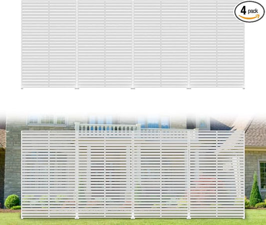 Privacy Fence Screen with Stand 6 Panel 72" H×47" W HDPE Decorative Privacy Panels with Stand, Air Conditioner Fence Panels, Privacy Screen for Outdoor Backyard, Balcony, Pool