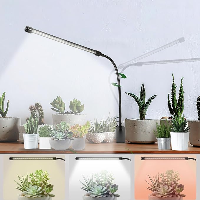 Clip On Grow Light for Indoor Plants,Full Spectrum Led Plant Grow Lights with Auto-Timer, Plant Growing Lamp for Seed Starting,Houseplants, Bonsai, Pot Plant,1 Lamp(2 Pack)