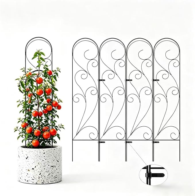 Zhongma 4 Pack 36" Metal Plant Trellis for Potted Plants Climbing,Indoor and Outdoor Fence Plant Support Trellis for Flower and Vagetable