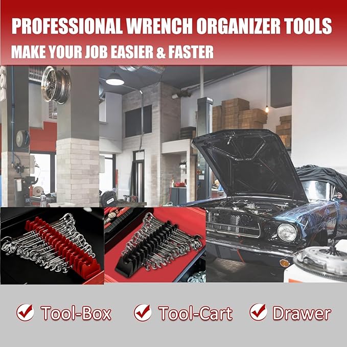 60 pcs Magnetic Modular Wrench Organizer Wrench Holder - Wrenchs Tool Organizers for Tool Drawer Storage, Wrenchs Rack with Metric SAE Labels, Tool Storage Set Holder Festival for Mechanics