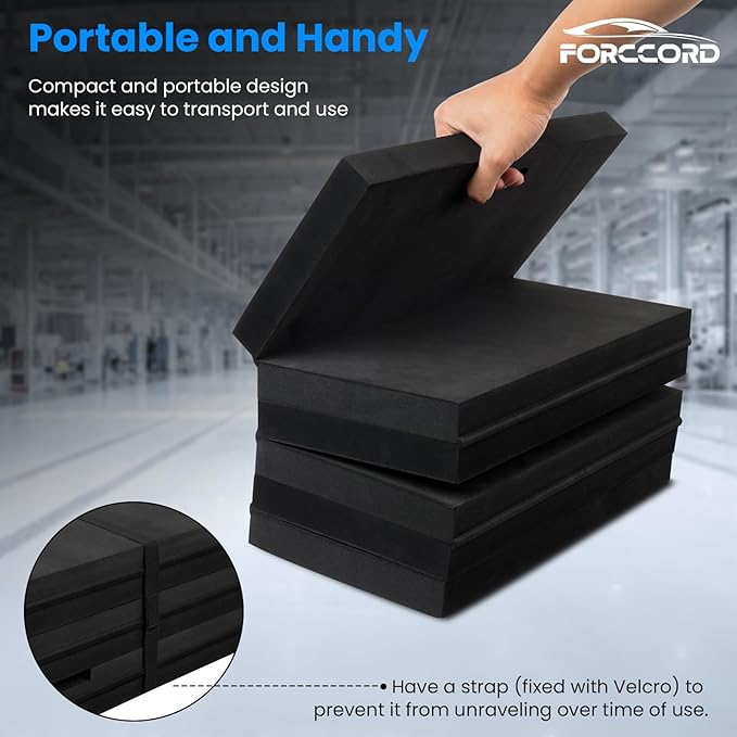 Foldable EVA Mechanic Mat with with Magnetic Tool Compartments, 47.2" x 15.8" x 1.2" Carry Portable Thick Kneeling Pad 5-Fold with a Strap for Garage Workshop Repairing Gardening