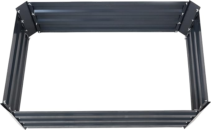 Sunnydaze Galvanized Raised Garden Bed Kit - 4x3x1 ft Outdoor Raised Garden Bed - Metal Planter Box for Vegetables, Flowers, Herbs - Dark Gray - 4' x 3' Rectangle