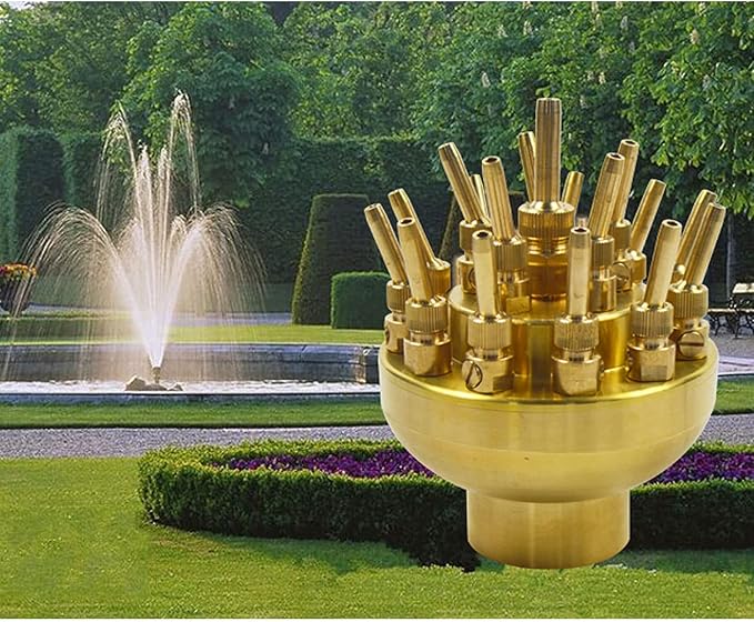 INTBUYING Water Fountain Nozzle 2.6’’ DN50 3 Layers 17 Sprinklers Adjustable Multi-Tube Brass Spray Head Crystal Ball for Garden Outdoor Pond Decorations