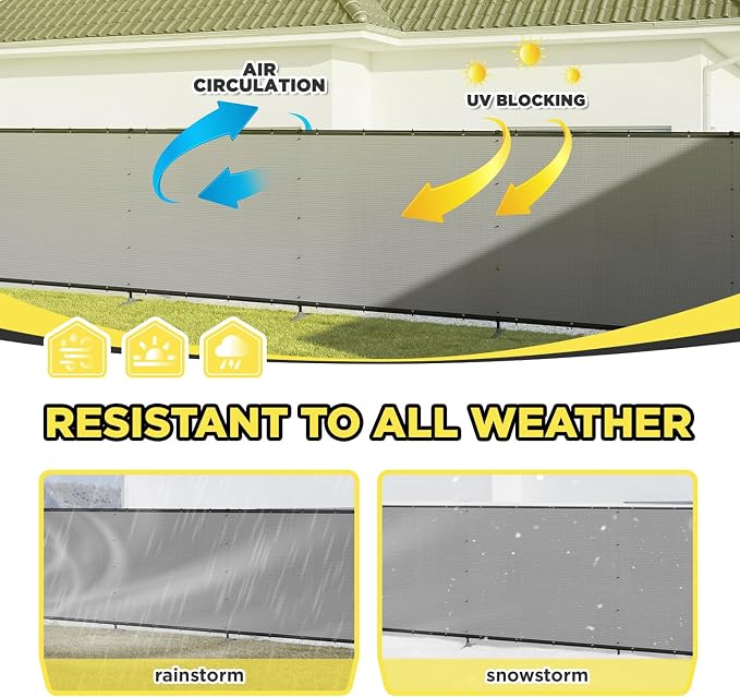 6' x 14' Gray Outdoor Privacy Screen Freestanding 240 GSM Privacy Fence Panels for Outside, Pool Fences with Poles, Backyard Temporary Fencing, Privacy Wall Ground Pole Fence