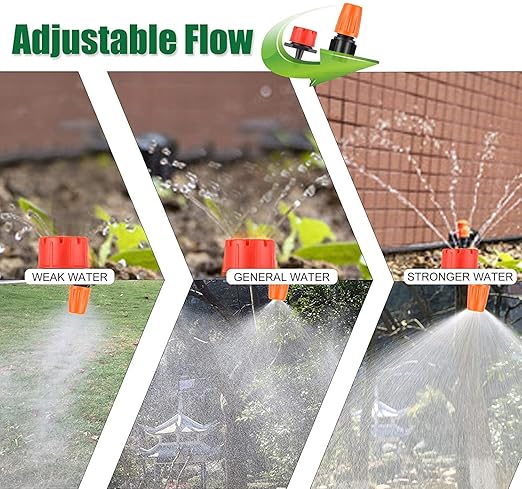 FAMILY'S BACKYARD 164FT Drip Irrigation System,Irrigation System for Garden Watering System,drip Irrigation kit1/2inch to 1/4inch Irrigation Tubing Hose Adjustable Nozzle Emitters Barbed Fittings