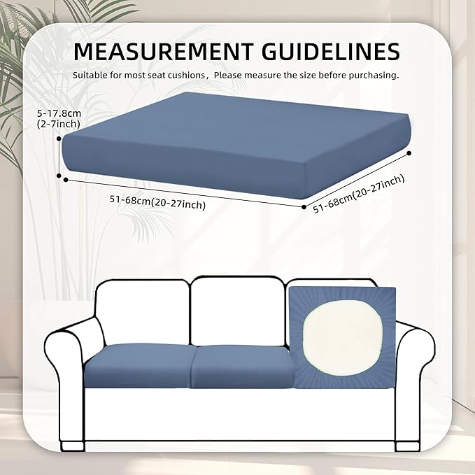 8Pcs Stretch Patio Cushion Covers,Outdoor Couch Covers Replacement,Outdoor Couch & Sofa Slipcovers,for Patio Furniture Cushion Covers,Washable Reusable Furniture Protector (Grey Blue,Cover Only)