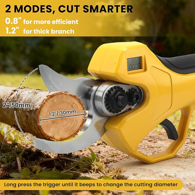 2-in-1 Pole Pruner & Cordless Electric Pruning Shears for Dewalt 20V Battery, 14Ft Reach, 1.2" Cutting Diameter, Brushless Motor with LCD Display, for Tree Trimming Branch Cutter (No Battery)