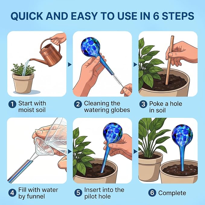 Plant Watering Globes Automatic Glass Watering Bulbs, Glass Ball Planter, Decorative Garden Watering Plant Watering Bulbs with 2-Pack, 3.35 inch Diameter