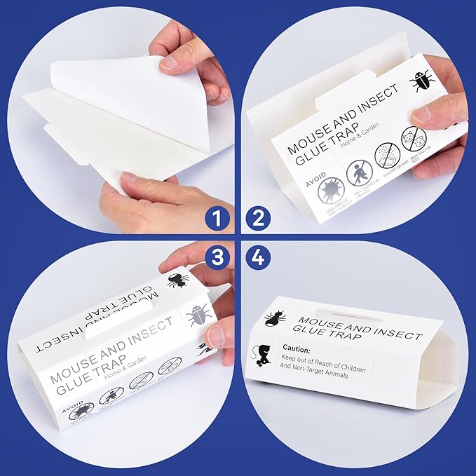 Mouse & Bugs Roach Spider Insect Traps, 76 Pack Glue Traps for Mice Ant Snake Rats, Sticky Pest Control Adhesive Tray for Catching, Sesame Oil Scent Non Toxic Pre-Baited Glue Boards Indoor Home