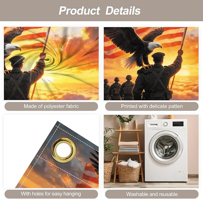 7 * 16FT Eagle USA Flag Military Memorial Day Garage Door Cover Decorations Independence Day Garage Door Banner for Outdoor Indoor Patriot Party Photography Backdrop