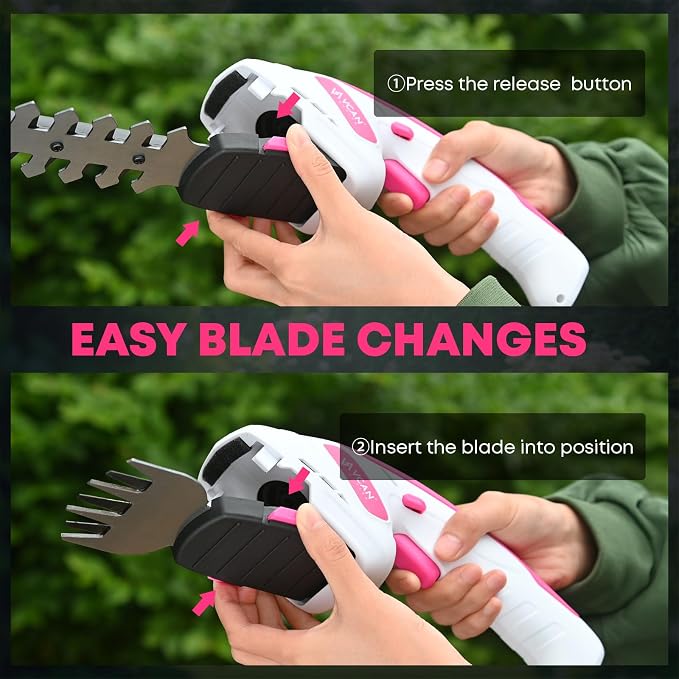 2-in-1 Cordless Hedge Trimmer, Handheld Hedge Trimmer & Cordless Grass Shear with 2.0Ah Rechargeable Battery and Type-C Cable – Electric Grass Trimmer for Garden, Yard, and Lawn