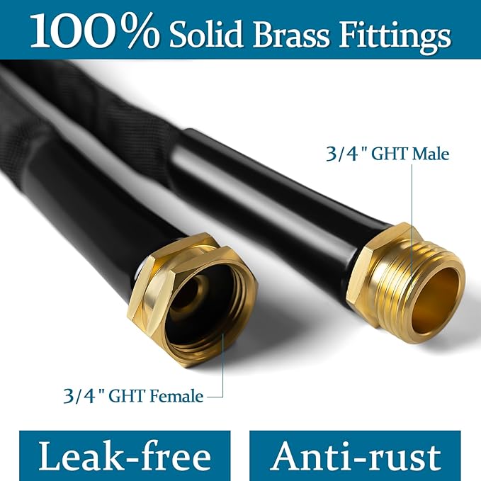 Garden Hose 75 ft, Made of TPE (BetterThan PVC/Hybrid Polymer), Lightweight yet Durable Water Hose with Ergonomic Grip, Drinking Water Safe Material, All-Weather, 3/4" GHT Fittings