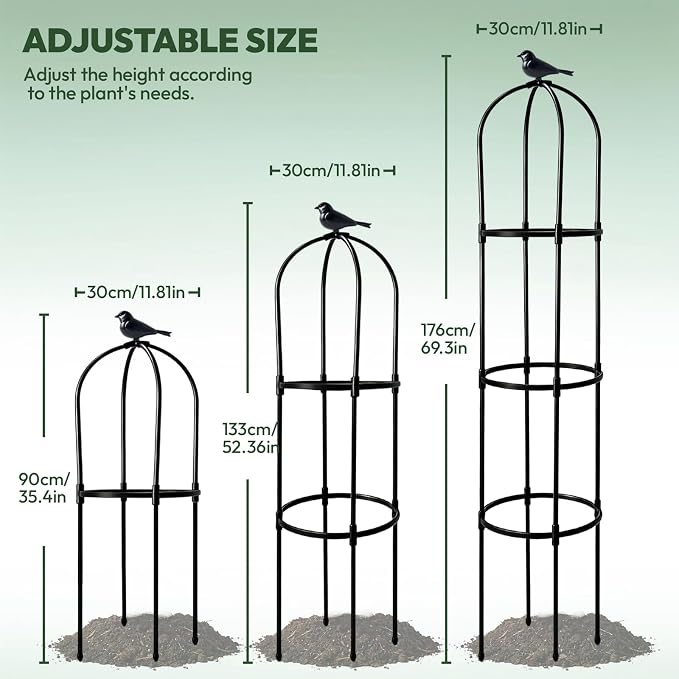 2 Pack Garden Obelisk Trellis for Climbing Plants, 6FT Plant Cages and Supports, Tomato Cage Tall Plant Stakes Indoor & Outdoor, Trellis for Potted Plants, Vegetables, Fruits, Flowers, Pots, Vines