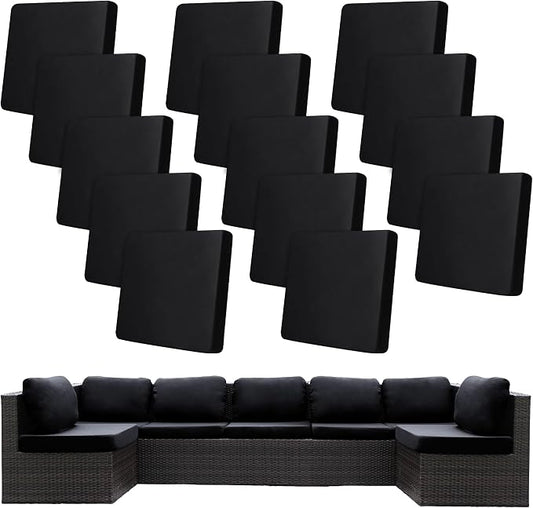 14 Pcs Stretch Patio Cushion Covers,Outdoor Couch Covers Replacement,Outdoor Couch & Sofa Slipcovers,for Patio Furniture Cushion Covers,Washable Reusable Furniture Protector (Black,Cover Only)