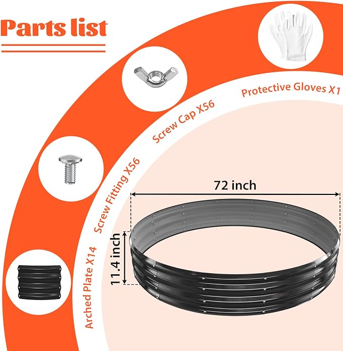 YSEJOMP 72 Inch Round Galvanized Fire Pit Ring/Fire Ring - Foldable and Perfect for Outdoor Gatherings and Campfires in The Yard/Garden/Park/Beach (Black+Gray, 6 FT Diameter+1 FT Tall)