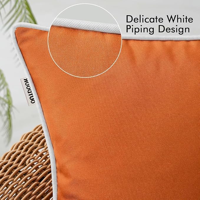 MIULEE Fall 2 Pack Orange 20x20 Inch Modern Farmhouse Waterproof Solid Color Square Throw Pillow Covers for Indoor & Outdoor Use
