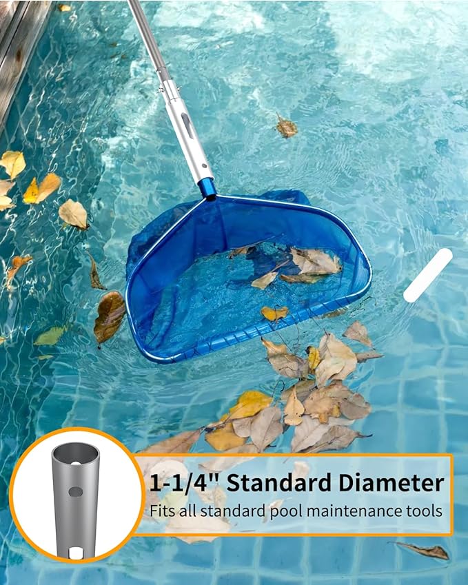 Swimming Pool Pole, Upgraded 16FT Professional Telescopic Extendable Pool Pole Aluminium Heavy Duty, Adjustable Length 4 to 16 Feet, Universal Pole for Skimmer Nets, Brushes and Vacuum Heads