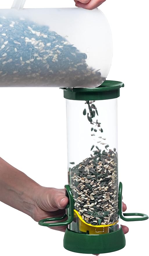 Brome Tube100 Wild Bird Feeder, Metal – 2 Seed Ports, 1.7 lb Capacity, Extra-Wide Perches, Easy to Fill & Clean, Pole-Mountable, Seed Tray Available