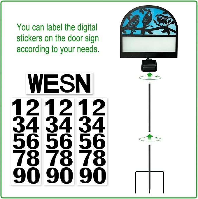 Solar Address Signs for Houses,Metal Birds House Number Yard Garden Stake | Outdoor House Address Sign Decor for Front Yard Garden,Outside,Lawn,Patio,Pathway