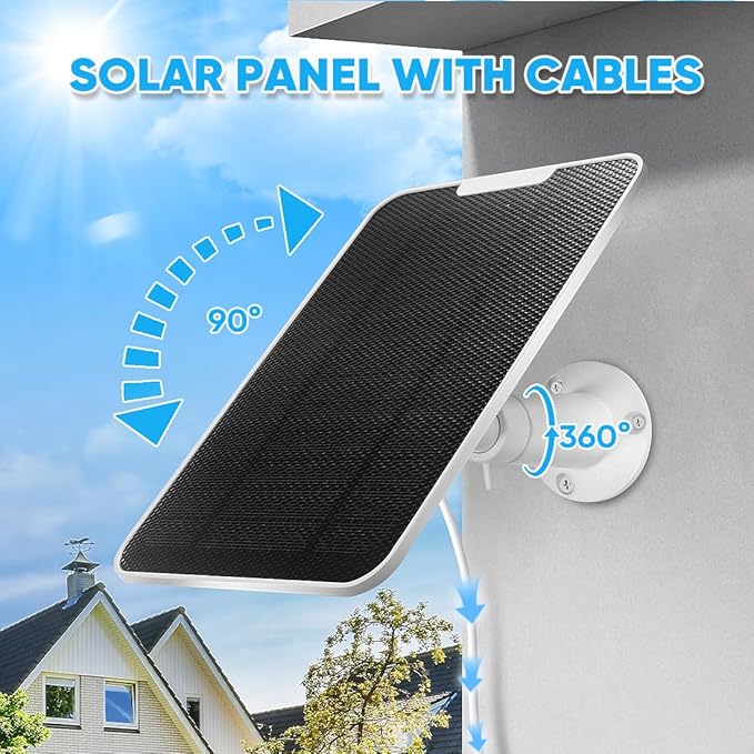 4W Solar Panel Charging Compatible with SimpliSafe Outdoor Security Camera, with Charging Cable, IP66 Weatherproof,Includes Wall Mount(White)