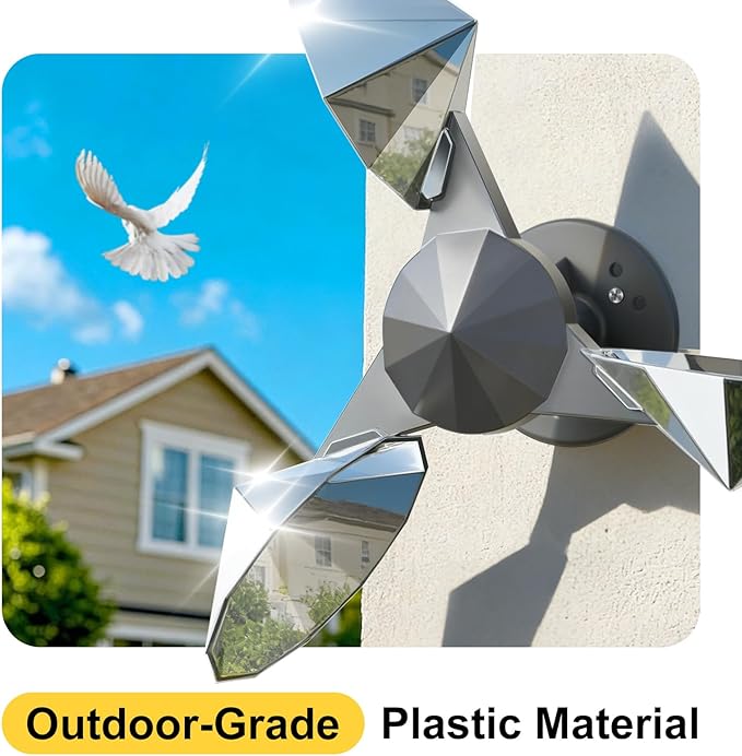OFFO Bird Scare Reflective Device, Bird Reflector with Plastic Base for Outside Patio, Keep Pigeon Woodpeckers and Sparrows Away from Outdoor Boats Roofs Gardens