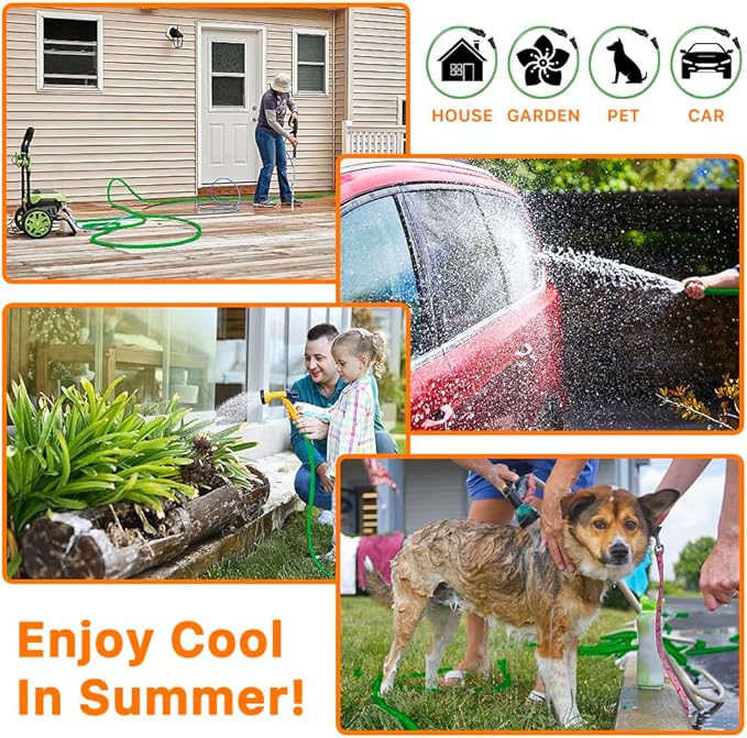 Garden Hose, 75ft Water Hose, Lightweight Outside Lawn Hose, Outdoor Hose for Yard Backyard, Collapsible & Car Wash 3/4" Connectors Manguera de Agua, Yarn Essential Lawn & Garden Watering Equipment