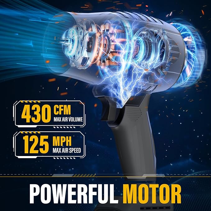 Cordless Leaf Blower Compatible with Dewalt 20V MAX Battery, 430 CFM 125 MPH Powerful Airflow - Lightweight Handheld Blower for Patio, Debris, Leaves & Snow Removal (Battery Not Included)