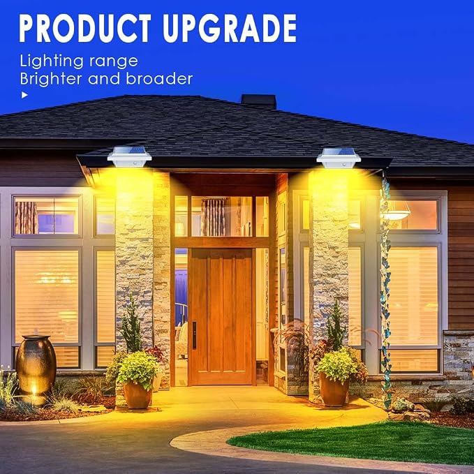 Solar Gutter Lights Outdoor, 40 LEDs Bright Solar Powered led Fence Light Deck Lights Waterproof for Wall, Deck, Fence, Stair, Step and Yard (White Shell, 4Pack, Warm White)
