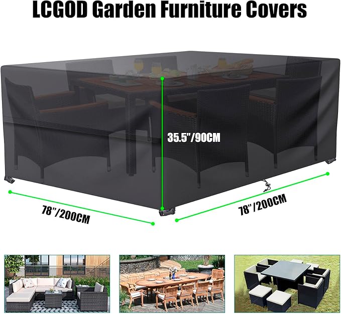 LCOGD Patio Furniture Cover ,Outdoor Furniture Covers Waterproof General Purpose, Outdoor Sofa Sets Covers Heavy Duty Windproof Anti-UV 78''L*78"W*35.5''H