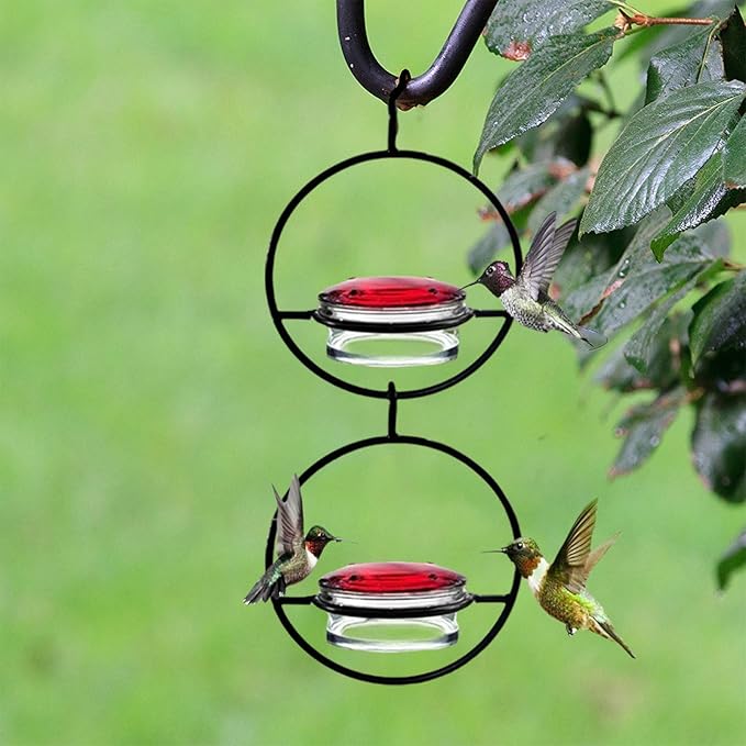 2025 New Model 3 Pack Humble Slim Hummingbird Feeder - Circular Leak-Resistant Design, Easy Clean & Fill, Outdoor Hanging Feeders for Garden, Backyard, Patio, Window (Black)