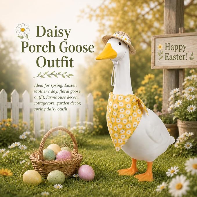 Summer Porch Goose Outfits Clothes with Hat for Holiday Party Decor Lawn 23 inch Porch Goose Costume Clothing for Patio Yard