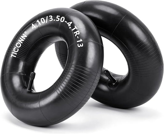 TICONN 4.10/3.50-4 Tire Inner Tube, 2 Pack Inner Tire Tube for Wheelbarrow Tires, Replacement Tube with TR-13 Straight Valve Stem for Wheelbarrows, Mowers, Hand Trucks