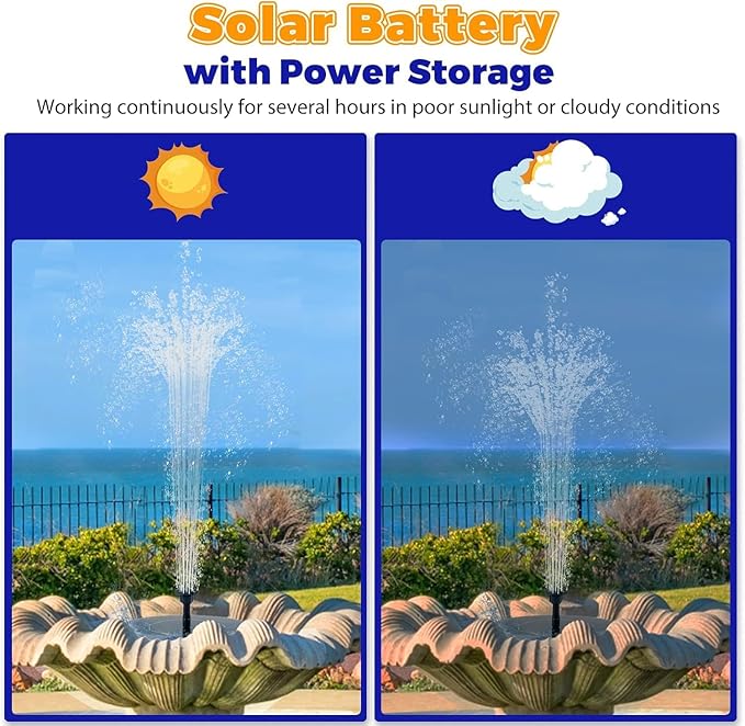 Solar Fountain for Bird Bath, 2026 Upgraded 2.5W Solar Bird Bath Fountain Pump with 6 Nozzles, Floating & Standing Solar Water Pump for Bird Baths, Garden, Pond, Pool, Outdoor