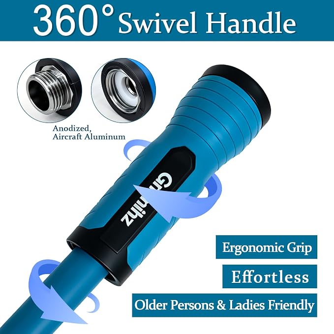 Garden Hose 12ft, Made of TPE(BetterThan PVC), Lightweight but Durable Water Hose with Ergonomic Swivel Fittings, Drinking Water Safe Material