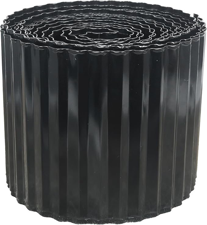 Quibbay Corrugated Metal Garden Edging, 8"×50Ft Landscape Edging Border for DIY Lawn, Flower Bed and Garden Fence, Metal Garden Edging for Landscaping, Yard and Tree Surrounds Borders, Black
