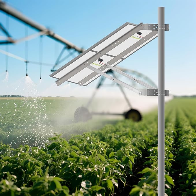 Newpowa Solar Panel Pole Mount, Universal Double Arm with Support Pole and Wall Mount Bracket, 0-90° Tilt Angle, up to 2PCS 220W/60.63" Widtht