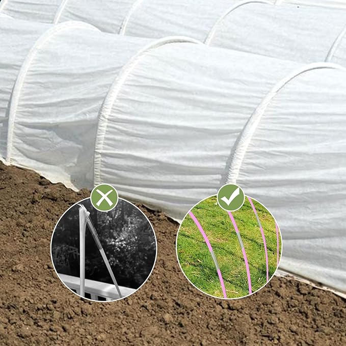 Garden Hoops, Sunwuk Pink Greenhouse Hoops for 2.5-5.5ft Wide Raised Beds, Small Garden Tunnel Hoops for Row Cover, 4 Sets of 5.6ft Long Super Bendable Fiberglass Support Hoops Frame, 20pcs M Size