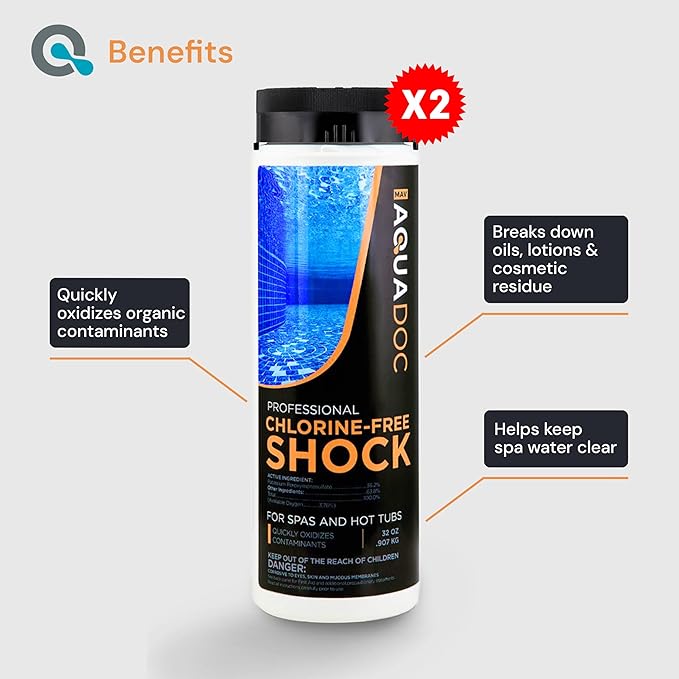 AquaDoc Non Chlorine Hot Tub Shock - 32oz (2 Pack) - Enhanced Spa Shock to Assist Bromine and Chlorine - Spa Oxidizer Made in USA