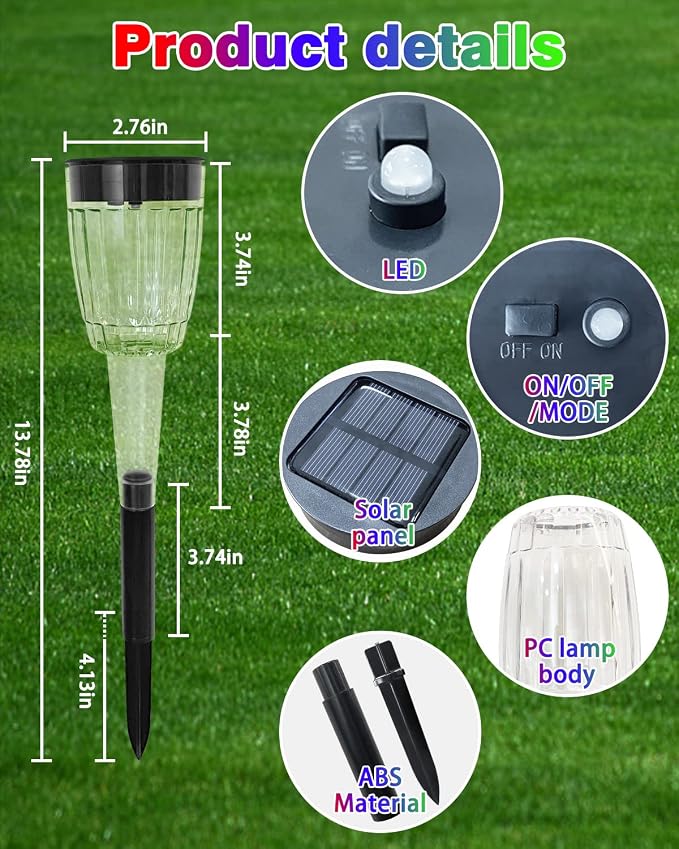 FREECUBE Solar Pathway Lights Outdoor 8 Pack, Color Changing LED Solar Garden Lights with 4 Lighting Modes, Waterproof Auto On/Off Landscape Lights for Walkway Yard Patio Lawn Driveway Holiday Decor