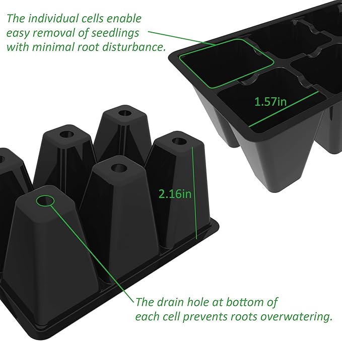 Gardzen 10 Pack Reusable Seed Starter Trays with 30 Pack 6 Cell Trays, Ideal for Starting Seeds