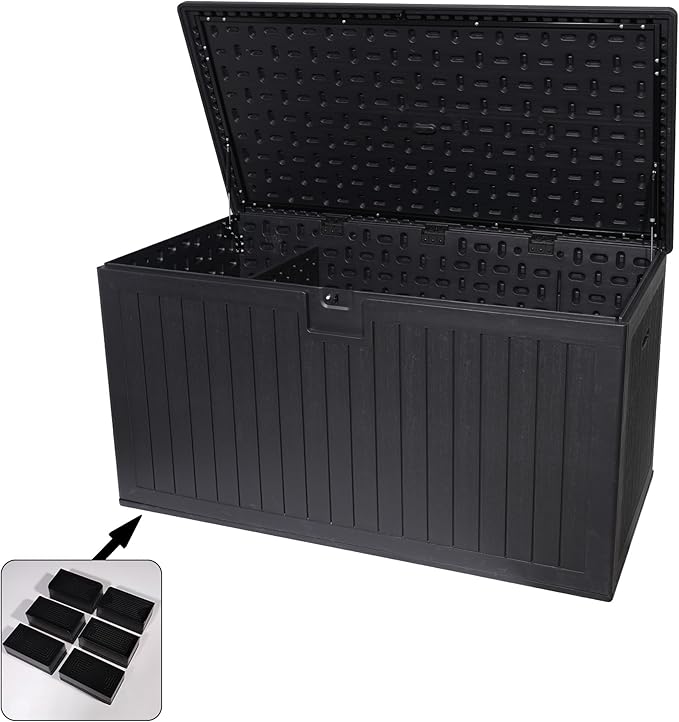 KEIKI 230 Gallon Outdoor Deck Storage Box,Large Lockable All Weather Containers for Patio Furniture Cushions,Pool Accessories,Garden Tools