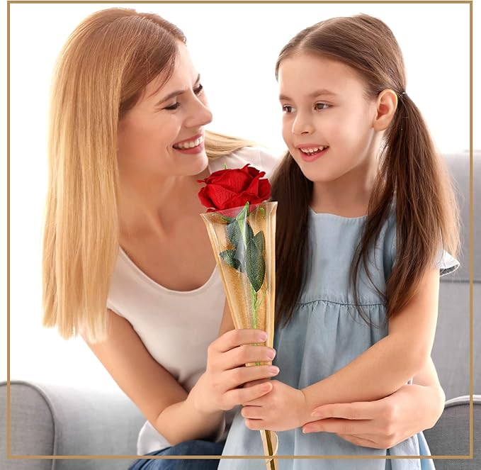 Sabary 100 Pcs Flower Bouquet Wrapping Paper Flower Rose Sleeves Bulk Floral Bags for Valentine Bridal Shower Wedding Anniversary Birthday Mother's Day(15.8" x 4.7")